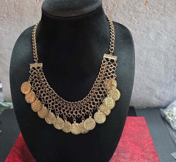 Jewelry - Gold-Tone Coin Fringe Statement Necklace - Women Jewelry